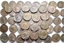 A lot containing 56 bronze coins. All: First Tetrarchy Folles from Treveri. About very fine to good very fine. LOT SOLD AS IS, NO RETURNS. 56 coins in...