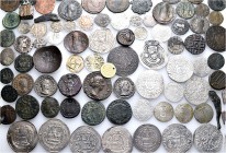 A lot containing 41 silver and 53 bronze coins. Includes: Celtic, Greek, Roman Imperial, Byzantine, Medieval, Islamic and Modern. About fine to very f...