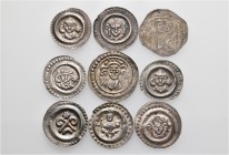 A lot containing 9 silver coins. All: Germany, Konstanz. Bracteats. About very fine to good very fine. LOT SOLD AS IS, NO RETURNS. 9 coins in lot.

...