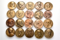 A lot containing 20 bronze tokens. All: Switzerland. Medals on numismatists. Very fine to extremely fine. LOT SOLD AS IS, NO RETURNS. 20 tokens in lot...