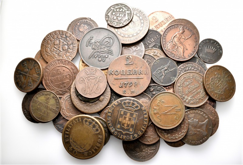 A lot containing 56 bronze coins. All: World. Fair to very fine. LOT SOLD AS IS,...