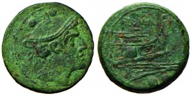 Anonime - Semuncia (217-215 a.C.) Testa di Mercurio a d. - R/ Prua a d., sopra, ROMA – Cr. 38/5 AE (g 13,36)
BB