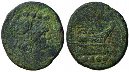 Anonime - Triens (215-212 a.C.) Testa di Minerva a d. - R/ Prua a d., sopra, ROMA – Cr. 41/7b AE (g 22,91) Corroso
MB