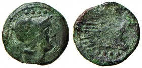 Anonime - Triens (dopo il 211 a.C.) Testa di Minerva a d. - R/ Prua a d., sopra, ROMA – Cr. 56/4 AE (g 5,00)
MB