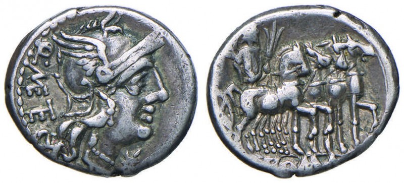 Caecilia – Q. Caecilius Metellus - Denario (130 a.C.) Testa di Roma a d. – R/ Gi...