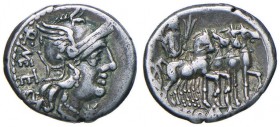 Caecilia – Q. Caecilius Metellus - Denario (130 a.C.) Testa di Roma a d. – R/ Giove su quadriga a d., in esergo, ROMA – B. 21; Cr. 256/1 AG (g 3,97)
...