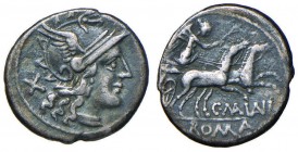 Maiania – C. Maianius - Denario (153 a.C.) Testa di Roma a d. – R/ La Vittoria su biga a d. – B. 1; Cr. 203/1a AG (g 3,85)
BB