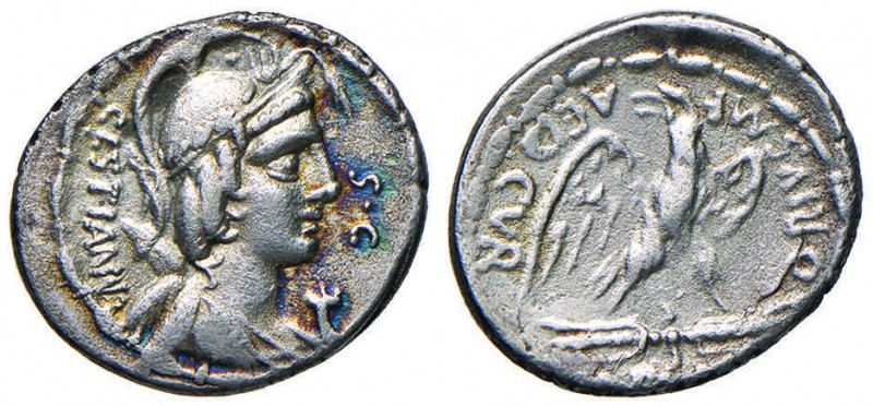 Plaetoria – M. Plaetorius M. f. Cestianus - Denario (67 a.C.) Busto della dea Va...