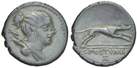 Postumia – C. Postumius – Denario (74 a.C.) Busto di Diana a d. – R/ Cane a d. – B. 9; Cr. 394/1 AG (g 3,71)
BB