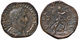 Filippo I (244-249) Sesterzio – R/ La Vittoria andante a d. – RIC 191a AE (g 19,57) Screpolature al R/
SPL