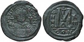BISANZIO Giustiniano I (527-565) Mezzo follis - Busto elmato di fronte - R/ Grande M nel campo – Sear 163 AE (g 22,67)
BB