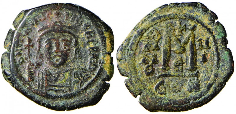 BISANZIO Maurizio Tiberio (582-602) Follis (Costantinopoli) Busto di fronte – R/...