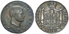 MILANO Napoleone (1805-1814) 5 Lire 1808 Puntali aguzzi – Gig. 103 AG (g 24,83)
BB