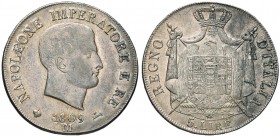 MILANO Napoleone (1805-1814) 5 Lire 1809 bordo in rilievo, puntali aguzzi – Gig. 96 AG (g 24,99)
SPL/SPL+