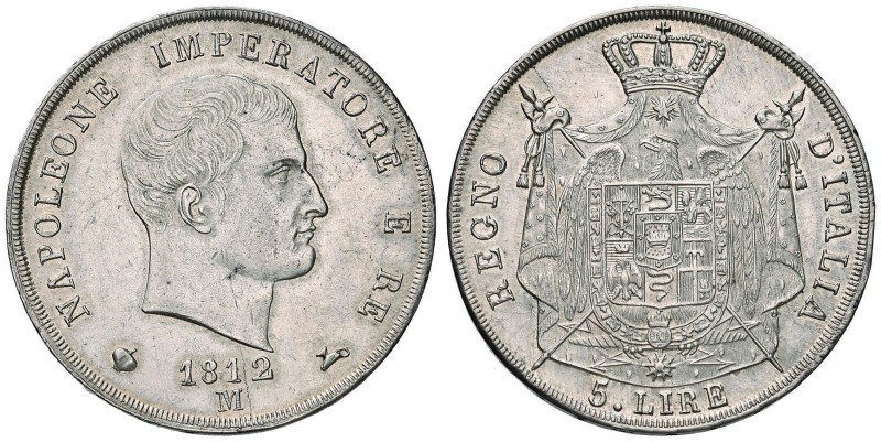 MILANO Napoleone (1805-1814) 5 Lire 1812 puntali aguzzi – Gig. 112 AG (g 24,98) ...