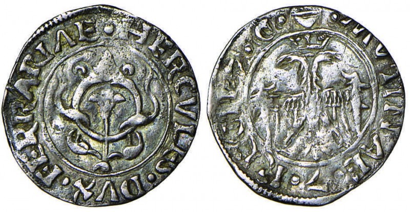 FERRARA Ercole I (1471-1505) Diamantino – MIR 263 AG (g 0,55) RRR Tondello ondul...