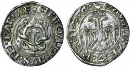 FERRARA Ercole I (1471-1505) Diamantino – MIR 263 AG (g 0,55) RRR Tondello ondulato e ribattuto, moneta assai rara
BB+