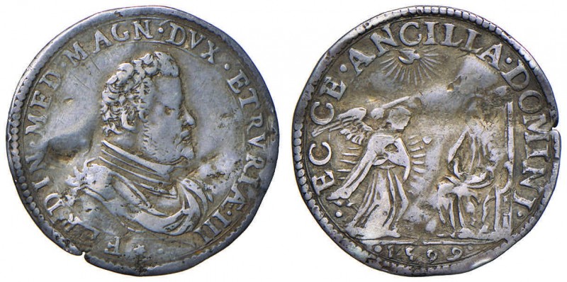 FIRENZE Ferdinando I (1587-1609) Giulio 1599 – MIR 232/2 AG (g 3,00) RR Diffuse ...