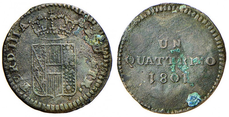 FIRENZE Ferdinando III (1790-1801) Quattrino 1801 – MIR 413/2 CU (g 0,67) RRR Pi...