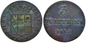FIRENZE Leopoldo II di Lorena (1824-1859) 3 Quattrini 1853 – MIR 464/18 MI (g 2,16) colpi al bordo
BB