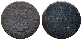 FIRENZE Leopoldo II di Lorena (1824-1859) Quattrino 1843 – MIR 465/16 CU (g 0,86) R
MB