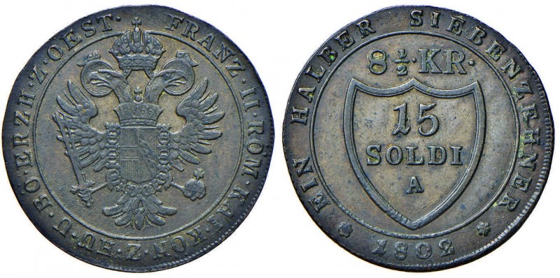 GORIZIA Francesco II (1797-1805) 15 Soldi 1802 A – Gig. 1 MI (g 5,32) Senza arge...