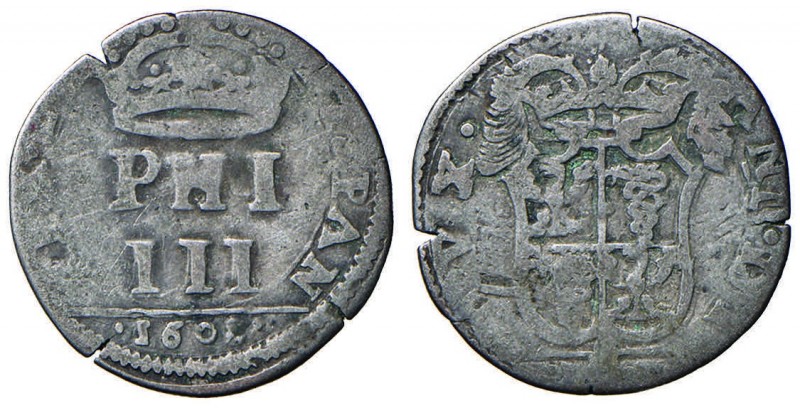 MILANO Filippo III (1598-1621) 4 Soldi 1608 – MIR 350 AG (g 2,58)
MB