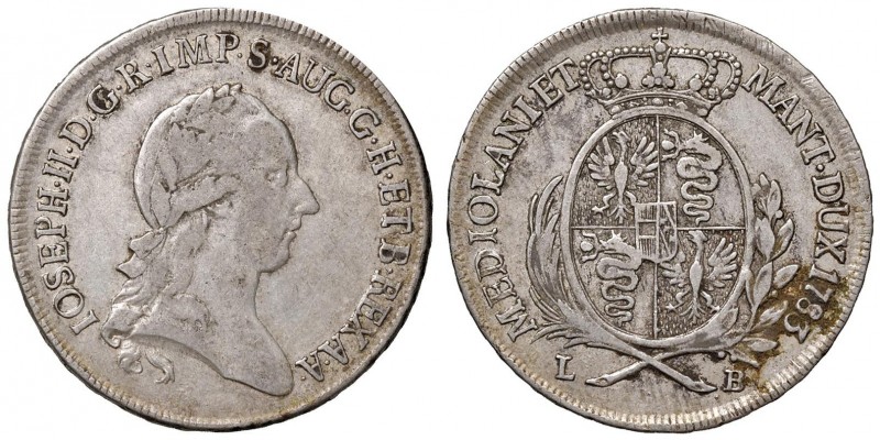 MILANO Giuseppe II (1780-1790) Mezzo scudo 1783 – MIR 447/3 AG (g 11,48)
qBB/BB...