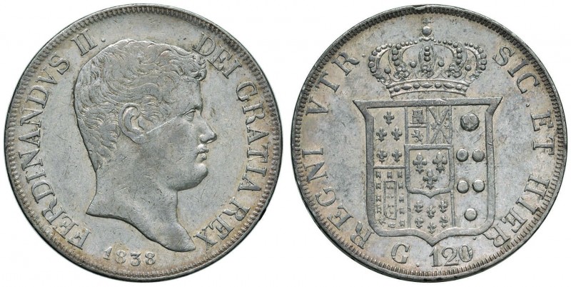 NAPOLI Ferdinando II (1830-1859) Piastra 1838 – MIR 500/3 AG (g 27,43) Graffiett...