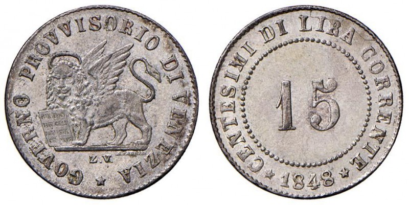 Governo Provvisorio (1848) 15 Centesimi 1848 – MI (g 1,74)
qFDC