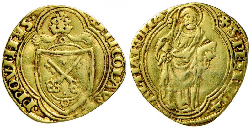 Nicolò V (1447-1455) Ducato – Munt. 4 AU (g 3,42) Tosato e con depositi tra le l...