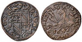 Innocenzo XII (1691-1700) Bologna - Mezzo bolognino 1692 – Munt. 139a CU (g 7,46) Ottimo esemplare per questo tipo di moneta
SPL