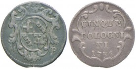 Clemente XII (1730-1740) Bologna – Carlino da 5 bolognini 1736 – Munt. 176 AG (g 1,33) Colpo al bordo
BB