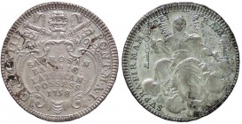 Clemente XIII (1758-1769) Doppio Giulio 1758 A. I – Munt. 15 AG (g 5,22) Modesta porosità e piccole macchie
SPL