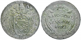 Pio VI (1774-1799) 60 Baiocchi 1795 A. XXI – Nomisma 86 MI (g 22,89) R Piccole macchie sulla mistura in superficie
SPL