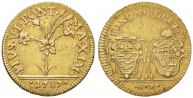 Pio VI (1774-1799) Bologna – Doppia 1787 con data tra due stelle – Nomisma 13 AU (g 5,45) Piccole screpolature
BB