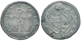 Pio VI (1774-1799) Bologna – Carlino da 5 bolognini 1779 – Munt. 233 AG (g 1,32) colpetti nel D/
qBB