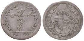 Pio VI (1774-1799) Bologna – Carlino da 5 bolognini 1780 – Munt. 230b AG (g 1,29) Mancanza di metallo al bordo
qBB
