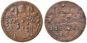 Pio VI (1774-1799) San Severino – Mezzo baiocco A. XXIII – Munt. 411A CU (g 3,31)
SPL