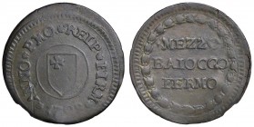 Repubblica Romana (1798-1799) Fermo - Mezzo baiocco 1798 – Bruni 10 CU (g 5,17) RR Difetti di coniazione
qBB