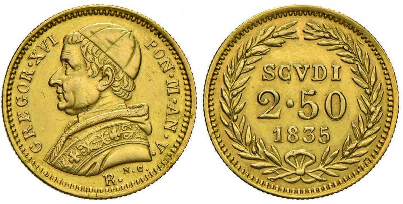 Gregorio XVI (1831-1846) 2,50 Scudi 1835 A. V – Nomisma 168 AU (g 4,34) Minimi g...