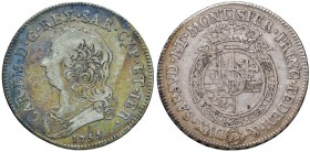 Carlo Emanuele III (1730-1773) Mezzo scudo 1755 – Nomisma 159 AG (g 17,35) R Colpetti al bordo, graffi al D/
qBB