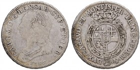 Carlo Emanuele III (1730-1773) Quarto di scudo 1756 – Nomisma 178 AG (g 8,46) Bordo ondulato
MB/qBB