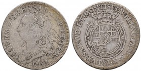 Carlo Emanuele III (1730-1773) Quarto di scudo 1757 – Nomisma 179 AG (g 8,59) R Porosità presente al D/
qBB