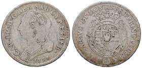 Carlo Emanuele III (1730-1773) Quarto di scudo 1758 – Nomisma 180 AG (g 8,57) Colpetti e graffi diffusi al D/
MB+