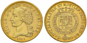 Vittorio Emanuele I (1814-1821) 20 Lire 1817 7 ribattuto su 6 – Nomisma 509 AU R
BB+/BB