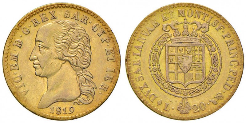 Vittorio Emanuele I (1814-1821) 20 Lire 1819 – Nomisma 511 AU R
BB+