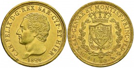 Carlo Felice (1821-1831) 80 Lire 1826 T – Nomisma 525 AU R/ con bellissimi fondi lucenti
SPL/SPL+