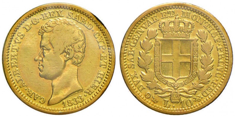 Carlo Alberto (1831-1849) 10 Lire 1833 G – Nomisma 667 AU RR Sigillato senza ind...