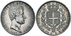 Carlo Alberto (1831-1849) 5 Lire 1837 G – Nomisma 686 AG Colpetti diffusi
BB/BB+